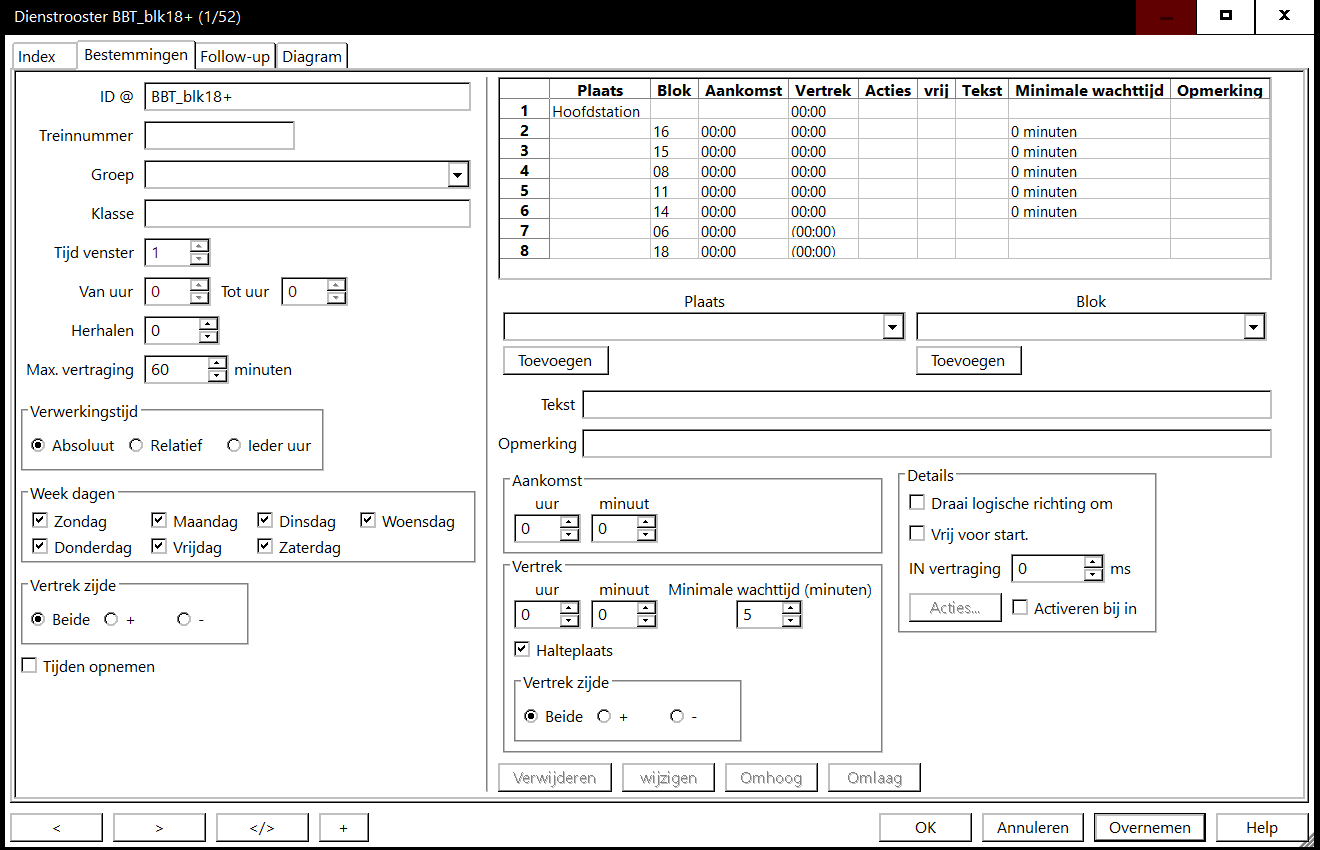 Configuratie van het startblok Configuratie van het startblok