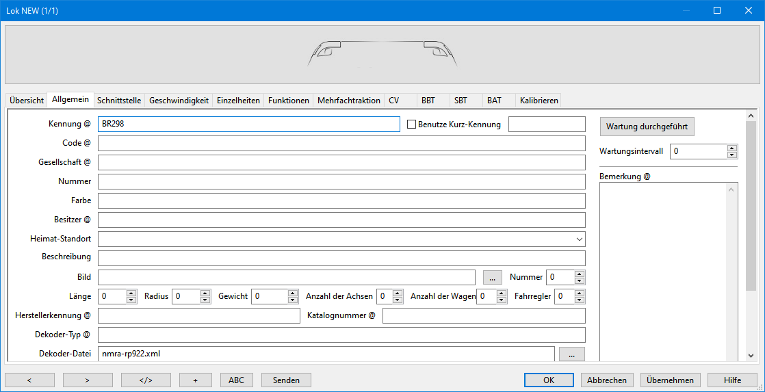 Kennung der Lok vergeben