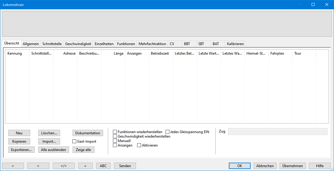 Übersichtsseite Lokomotiven