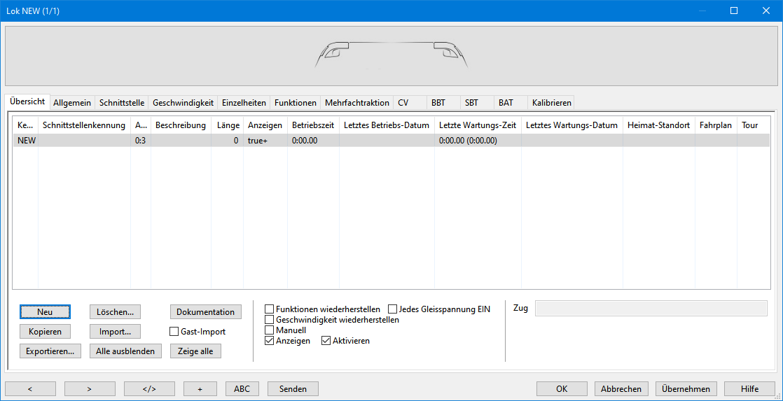 Anlegen einer neuen Lok