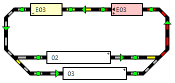 Demoplan mit gestarteter Lok