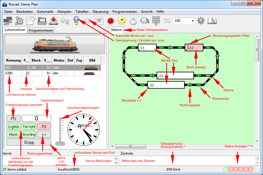 Beschreibung wichtiger Elemente
