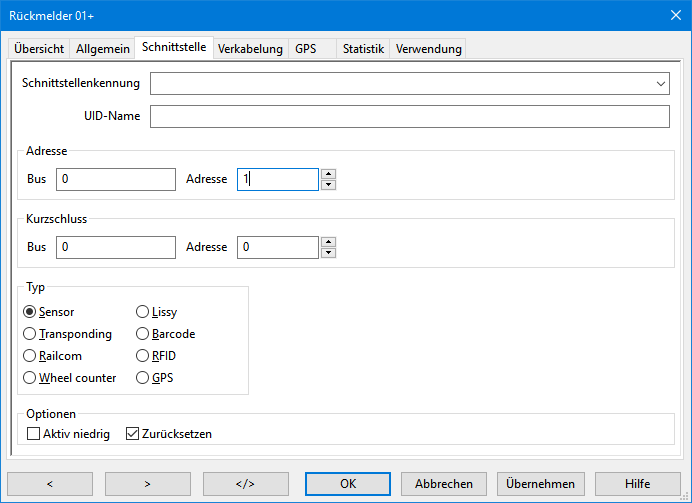 Reiter Schnittstelle. Hier nur Adresse eintragen