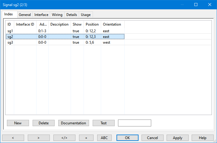 Signal Index Signal Index