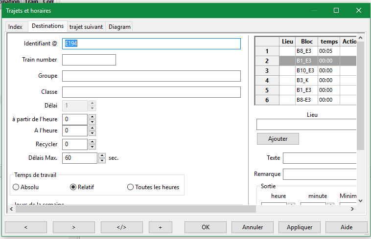 Configuration du bloc de départ Configuration du bloc de départ