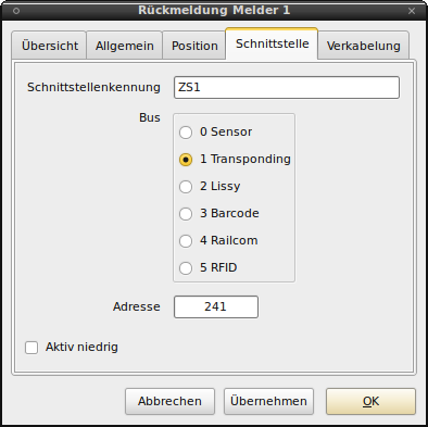 Einstellungen Belegtmelder Einstellungen Belegtmelder